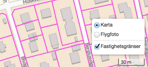 Fastighetsgränser i Ledningskollens karta