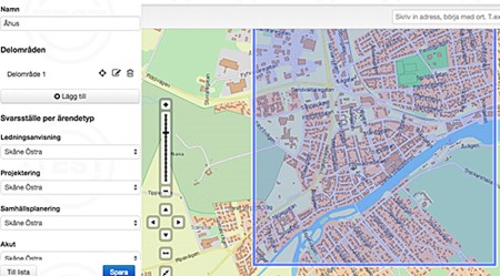 Admingränssnittet för intresseområden