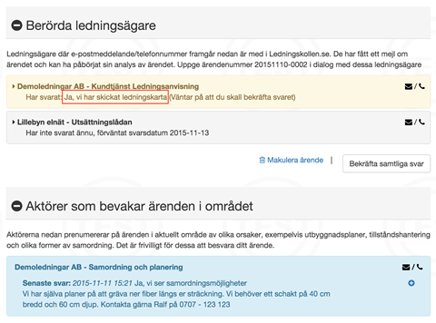Svar på ärendet ur frågarens perspektiv