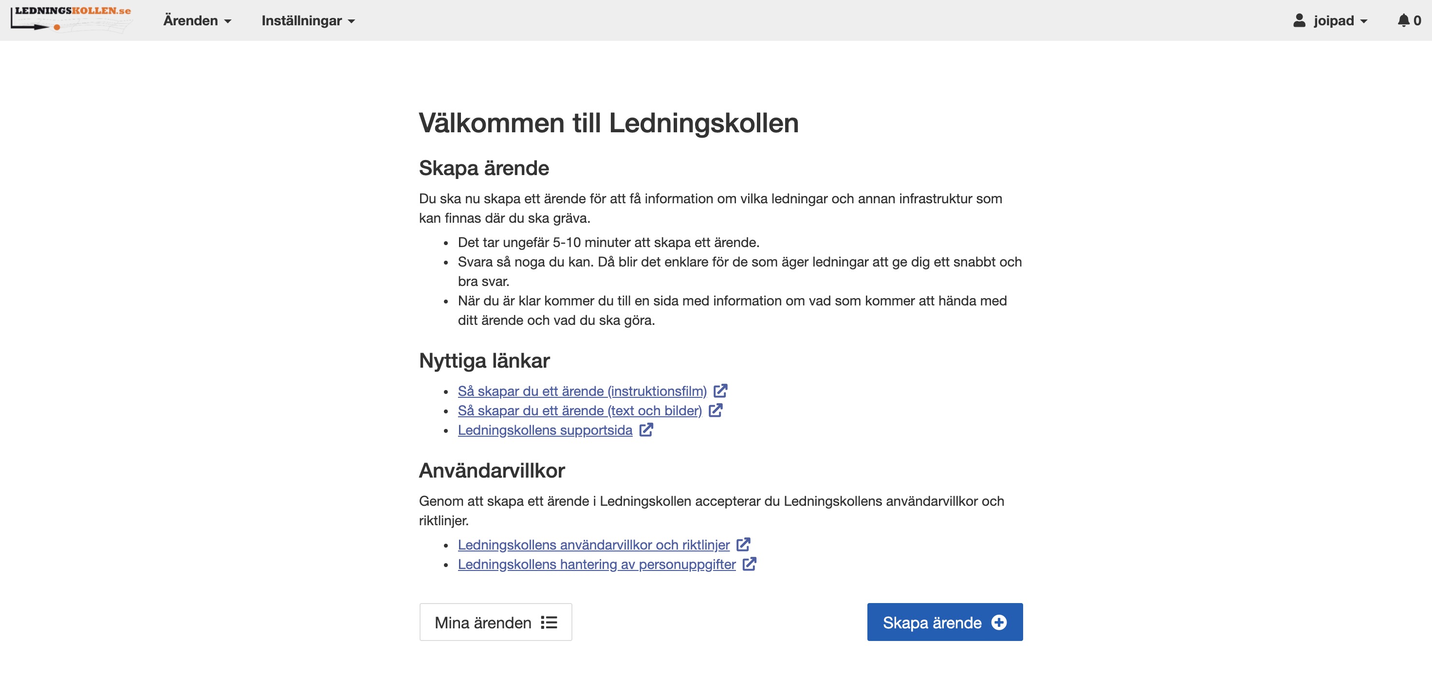 Här finns länkar med viktig information som du bör ta del av innan du skapar ditt ärende.